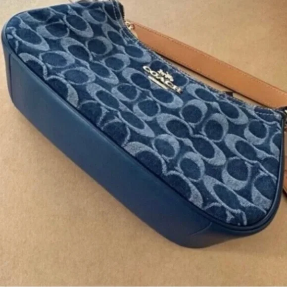 Coach Signature Blue and Tan Shoulder Bag - Picture 4 of 4